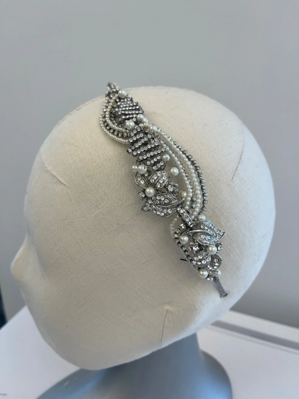 BHLDN Bridal Rhinestone & Pearl Headband